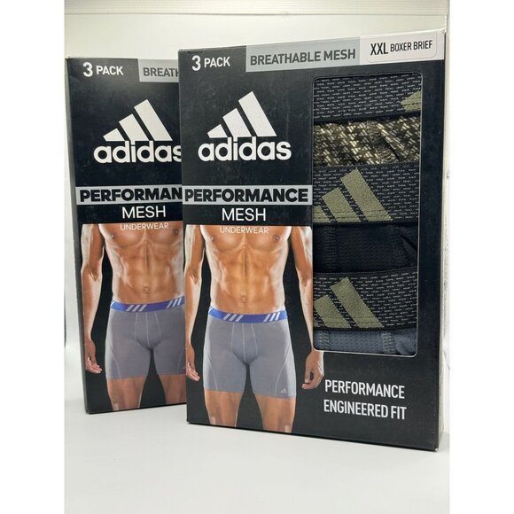 adidas Other - Adidas Mens Breathable Mesh Performance Boxer Briefs TWO 3-Packs - XXL 44"-46" W